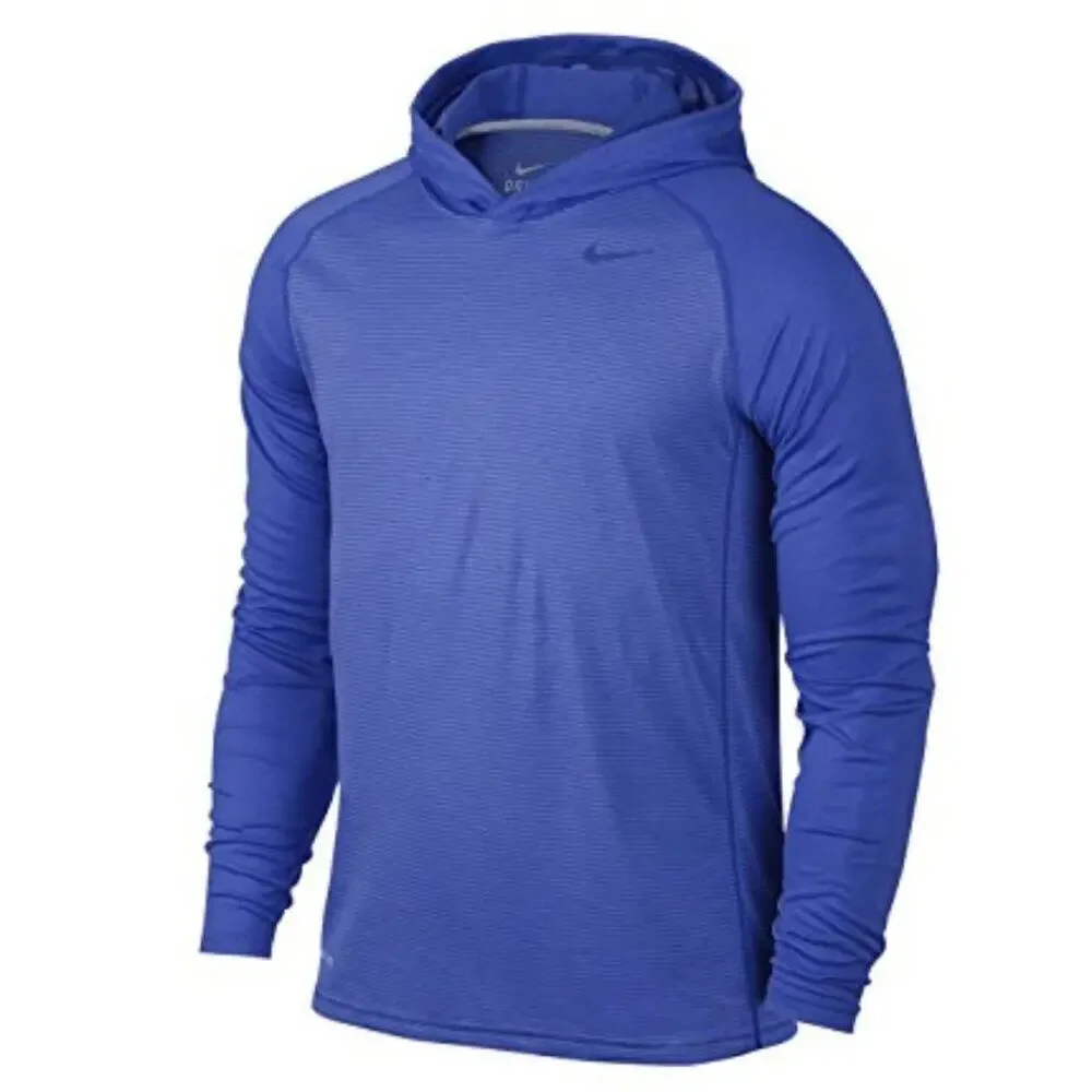 Nike Men's Dri-Fit Touch Hooded Long Sleeve Royal Blue Shirt Size L